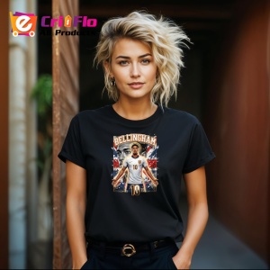 Tricou Jude Bellingham Anglia Star Fotbal, din bumbac 100%, tricou negru Copii | Dama | Barbat - Img 8