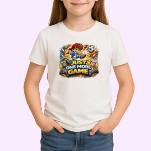 Tricou Just One More Game Copil Gamer Fotbal, din bumbac 100% , tricou alb pentru Copii | Dama | Barbat - Img 2