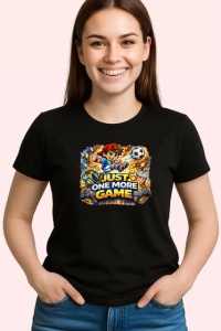 Tricou Just One More Game Copil Gamer Fotbal, din bumbac 100%, tricou negru Copii | Dama | Barbat - Img 3