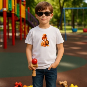 Tricou Kendama leu cu stil safari african, din bumbac 100%, tricou alb, Copii | Dama | Barbat