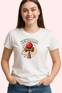 Tricou Kendama vintage cu raze de soare si stil retro, din bumbac 100%, tricou alb, Copii | Dama | Barbat - Img 2