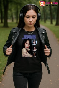 Tricou KPOP dama cu trupa formatia JENNIE BLACK PINK , music Coreean 225 - Img 6