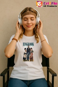 Tricou KPOP dama cu trupa formatia JUNGKOOK GOLDEN , music Coreean 248 - Img 8