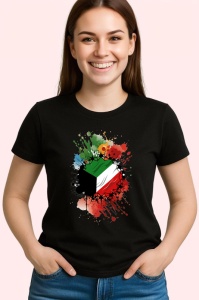 Tricou Kuwait Steag Splash Art, Copii | Dama | Barbat, culoare negru - Img 4