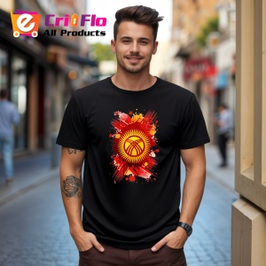 Tricou Kyrgyzstan Steag Splash Art, Copii | Dama | Barbat, culoare negru - Img 4