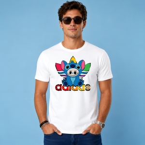 Tricou La Bubu Stitch In Costum Ursulet Logo Colorat Urban Street Fashion, din bumbac 100% Copii | Dama | Barbat - Img 2
