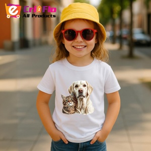 Tricou Labrador Retriever si pisica tabby prieteni adorabili Copii | Dama | Barbat Barbat - Img 14