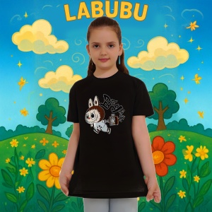 Tricou Labubu beijing fuga, Unisex Dama si Barbat | Copii, Culoare Negru - Img 8