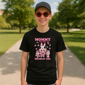 Tricou Labubu birthday mommy, Unisex Dama si Barbat | Copii, Culoare Negru - Img 4