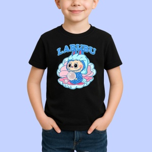 Tricou Labubu bubblegum, Unisex Dama si Barbat | Copii, Culoare Negru - Img 2