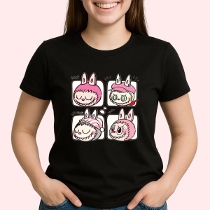 Tricou Labubu cutie duo, Unisex Dama si Barbat | Copii, Culoare Negru