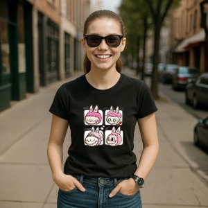 Tricou Labubu cutie duo, Unisex Dama si Barbat | Copii, Culoare Negru - Img 5