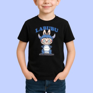 Tricou Labubu dino culori, Unisex Dama si Barbat | Copii, Culoare Negru - Img 2