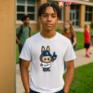 Tricou Labubu dodgers maro, Unisex Dama si Barbat | Copii - Img 10