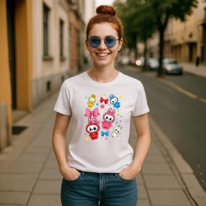Tricou Labubu fete colorate, Unisex Dama si Barbat | Copii - Img 8