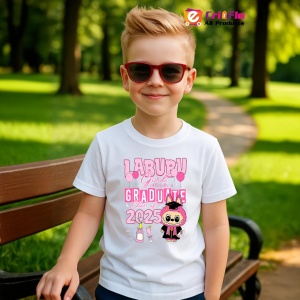 Tricou Labubu graduata roz, Unisex Dama si Barbat | Copii - Img 5