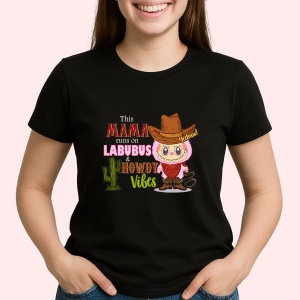 Tricou Labubu howdy mama, Unisex Dama si Barbat | Copii, Culoare Negru