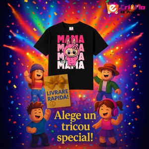 Tricou Labubu mama mama, Unisex Dama si Barbat | Copii, Culoare Negru - Img 11