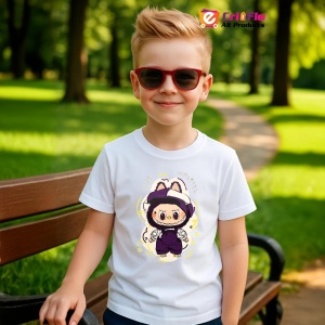 Tricou Labubu mascota mov, Unisex Dama si Barbat | Copii - Img 5