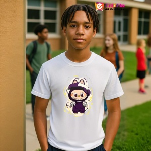 Tricou Labubu mascota mov, Unisex Dama si Barbat | Copii - Img 10