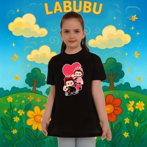 Tricou Labubu pupici, Unisex Dama si Barbat | Copii, Culoare Negru - Img 8