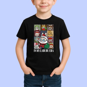 Tricou Labubu tabla craciun, Unisex Dama si Barbat | Copii, Culoare Negru - Img 2