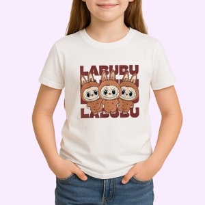 Tricou Labubu trio maro, Unisex Dama si Barbat | Copii