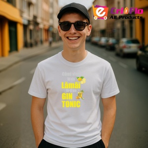 Tricou Lamaie Gin Tonic, din bumbac 100%, tricou alb, Dama | Barbat - Img 4