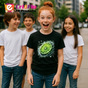 Tricou Lamaie verde si stropi intensi, Fructe, Copii | Dama, culoare negru - Img 5