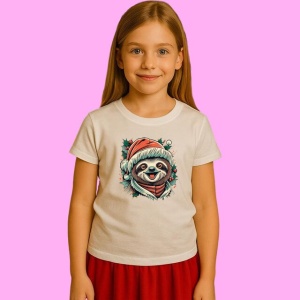 Tricou Lenes Cu Caciula De Mos Craciun, din bumbac 100%, tricou alb, Copii | Dama | Barbat - Img 2