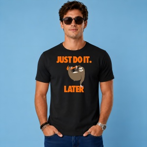 Tricou Lenes Pe Creanga Mai Tarziu Portocaliu Urban Lazy Vibe, din bumbac 100%, tricou negru, Copii | Dama | Barbat - Img 2