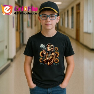 Tricou Leopard girl smoking sunflowers, fata leopard fumand si floarea soarelui, Copii | Dama | Barbat , tricou negru - Img 5