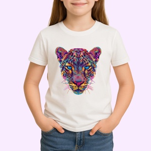 Tricou Leopard realist cu blana curcubeu Copii | Dama | Barbat - Img 3