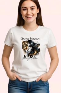 Tricou Leopard si femeie eleganta mesaj strong woman raise strong women Copii | Dama | Barbat Barbat - Img 3