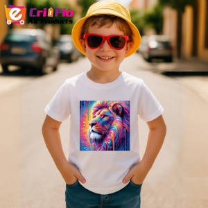 Tricou Leu pastelat in stil psihedelic fundal curat Copii | Dama | Barbat - Img 10