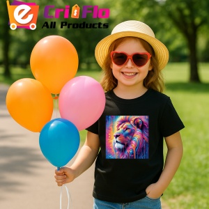 Tricou Leu pastelat in stil psihedelic fundal curat Copii | Dama | Barbat, culoare negru - Img 11