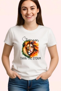 Tricou Leu si femeie curajoasa mesaj inspirational stronger than the storm Copii | Dama | Barbat Barbat - Img 3