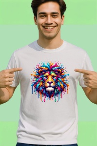 Tricou Leu stil pop art forta si culoare in design urban Copii | Dama | Barbat - Img 2