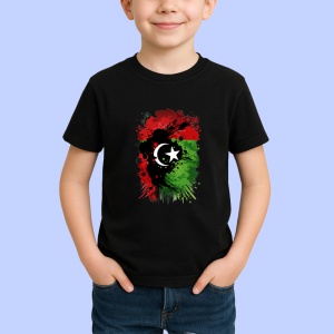 Tricou Libya Steag Splash Art, Copii | Dama | Barbat, culoare negru - Img 2