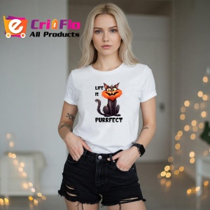 Tricou life is purrfect poster pisica zambitoare mesaj amuzant, Copii | Dama | Barbat - Img 10