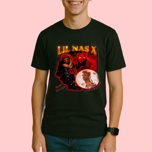 Tricou Lil Nas X - Red Theme, muzica POP, Dama | Barbat | Copii, Culoare Negru