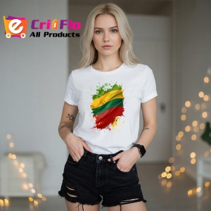 Tricou Lithuania Steag Splash Art, Copii | Dama | Barbat - Img 1