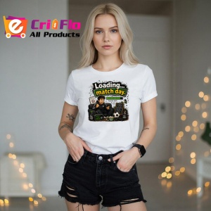 Tricou Loading Match Day Suporter Fotbal Amuzant, din bumbac 100% , tricou alb pentru Copii | Dama | Barbat - Img 7