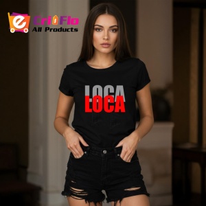 Tricou Loca Loca Text Rosu Si Negru Design Modern, din bumbac 100%, tricou negru Copii | Dama | Barbat - Img 7