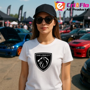 Tricou Logo Peugeot Negru | Unisex Dama si Barbat - Img 2