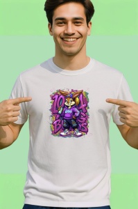 Tricou Lola stil streetwear pe fundal stropi roz si mov Copii | Dama | Barbat Barbat - Img 2