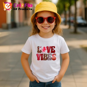 Tricou Love Vibes Text Carouri Rosu Gri V2, din bumbac 100% , tricou alb pentru Copii | Dama | Barbat - Img 5