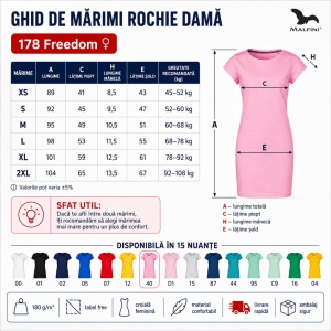 Tricou lung damă tip rochie Freedom 178, bumbac, croială lejeră, 180 g/m², XS–2XL, 15 culori - Img 3