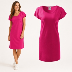 Tricou Lung Tip Rochie Damă Malfini Love 123, Roz, 95% Vâscoză, Croială Lejeră, Guler Tip Barcă, XS–2XL - Img 16