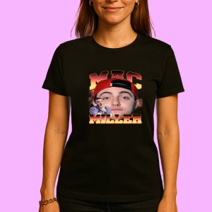 Tricou Mac Miller - Sapca rosie, fata frontala, muzica Nu Metal, Dama | Barbat | Copii, Culoare Negru - Img 3
